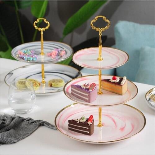Marble Cake Stand 2/3 Layers Ceramic Wedding Cake Plate Stand Dessert Fruits Vegetable Placed Tool Wedding Party Cupcake stand