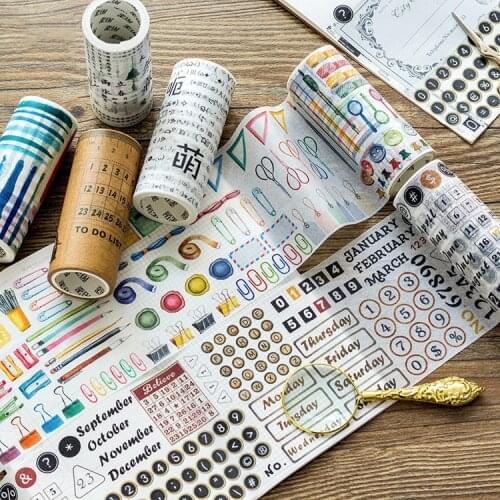 10cm*5m Retro Number List Wide Washi Tape Stickers Scrapbooking Masking Tape Diary Agenda School Supplies Bullet Journal sl1529