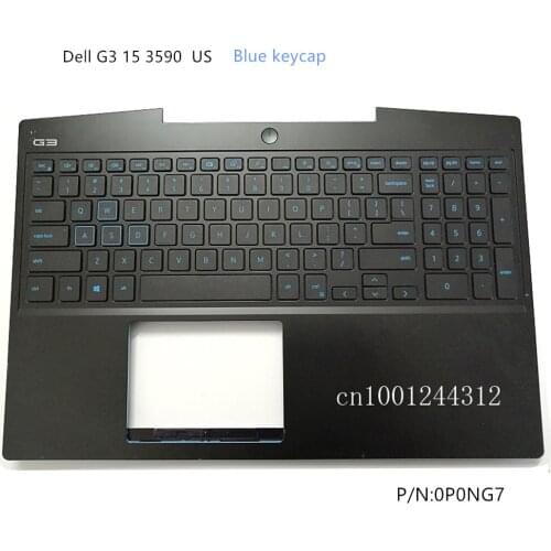 New Original For Dell G3 15 3590 US Palmrest Upper Case Keyboard Bezel Cover Blue keycap 0P0NG7 Non-backlit