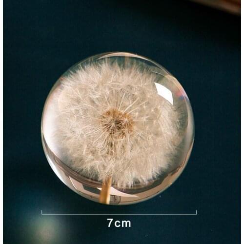 Dandelion Specimen Crystal Ball Epoxy Finished Immortal Flower Cherry Blossom Rose Resin Couple Birthday Gift Size:8cm