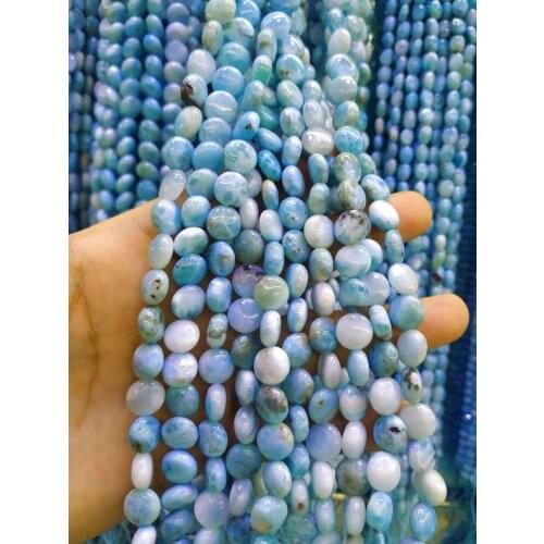 AA+ Oval larimar stone beads natural gemstone beads DIY loose beads for jewelry making strand 15" wholesale