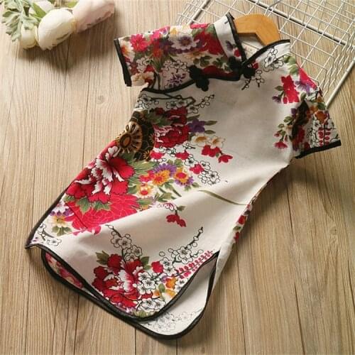 Floral Baby Qipao Girl Dress Chi-Pao Cheongsam New Year Gift Children Clothes Kids Dresses Girls clothing Wedding Princess Dress