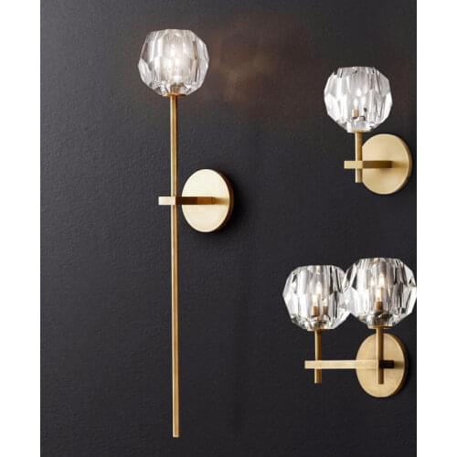 Postmodern Crystal Wall Lamp American Luxury Iron Wall Lamps For Living Room Bedroom Bedside Wall Mirror Light Bathroom Fixtures