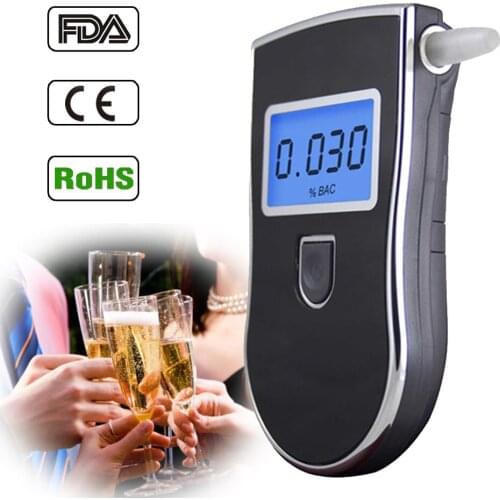 Professional Quick Response police Alcohol Tester Digital Breathalyzer Protable Analyzer Detector with 5 Mouthpieces Free SP