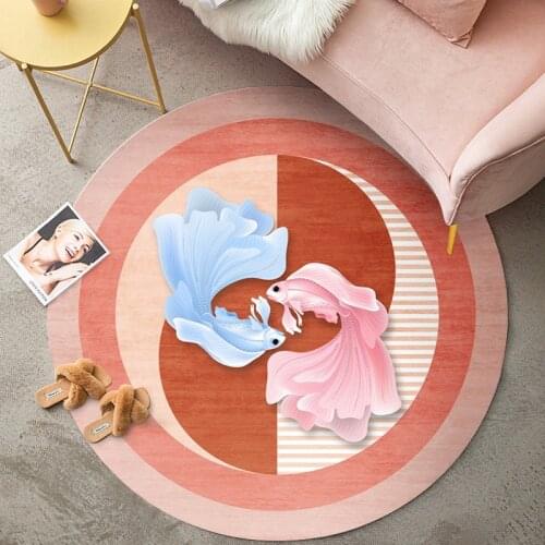 Ins Pink Light Luxury Round Coffee Table Mat Hanging Basket Mat Yoga Mat Home Living Room Decoration Childrens Play Area Rug