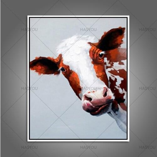 HASYOU Handmade Home Decor Paintings Abstract Animal Canvas Art Cow Oil Painting On Canvas Wall Decor Artworks Modern Wall