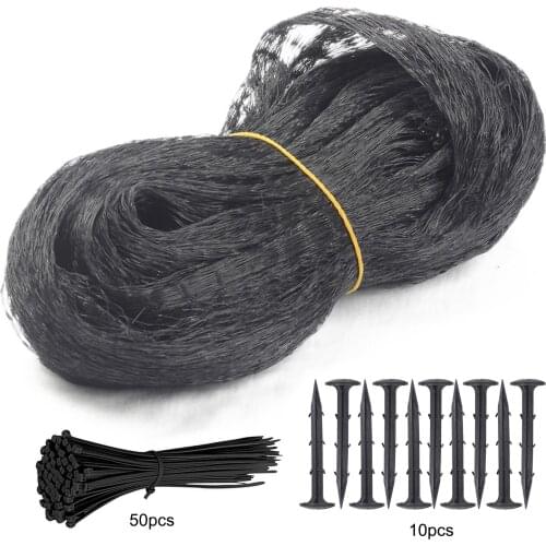 4 x10m Black Anti Bird Protection Net Mesh Garden Plant Netting with Spikes Cable Ties Protect Fruit from Deer Poultry Fencing