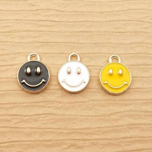 10pcs 10x12mm smile face charms enamel charm for jewelry making and crafting charm earring pendant