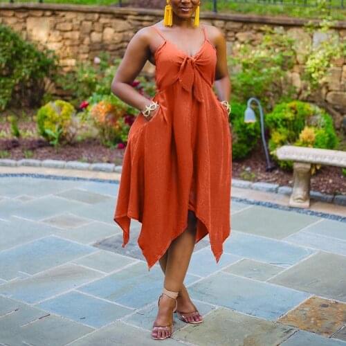 Sexy Dresses Party Night Club Dress 2020 Spaghetti Strap Asymmetrical Bow High Waist Solid Mid Calf Sexy Vestidos Dress Midi New