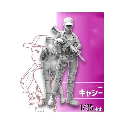 Resin female soldier, figure girl, need to assemble and color by yourself 1：35