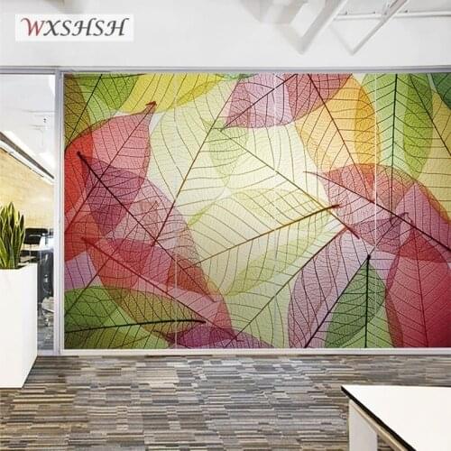 Custom Size Static Cling Glass Film Leaf Vein Pattern Water-Proof Home Decorative Tint-Film For Kitchen Background Wall Bathroom