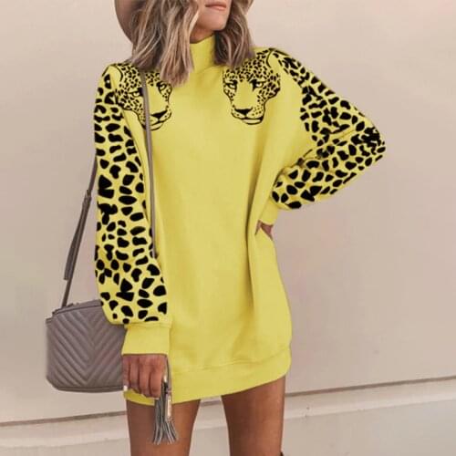 Leopard Print Womens Long Sleeve Patchwork Sweatshirts Women Pullover Spring Autumn Streetwear Sweatshirt Female