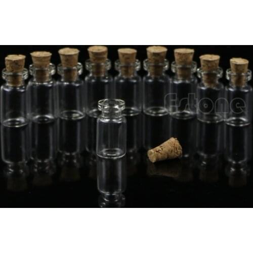 10pcs/lot 0.5ml 18x10mm Mini Glass Bottle Vial with Cork Stopper Storage Pendant