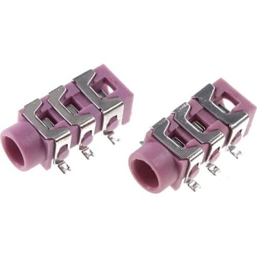 1000pcs Black / Pink Phone Jack Diameter 3.5mm 6 Pin SMD type 3 conductor TRS Stereo Socket board guide Rohs New