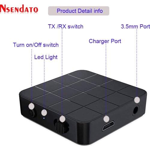 2 in 1 3.5mm Auxiliary Stereo Bluetooth Regentr Adapter 10M/33ft Wireless Bluetooth 5.0 Audio Receiver Transmitter for TV PC Com