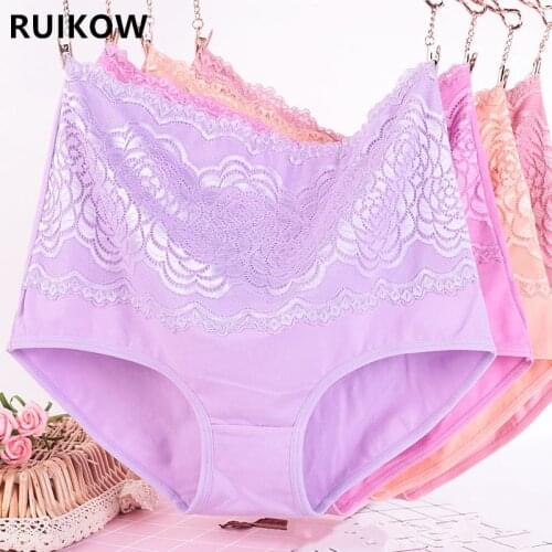7-Colors 50-100kg Panties Briefs Womens Lace Lingerie High Waist Thongs and Shorts Underwear Summer Big Sizes Female Intimates