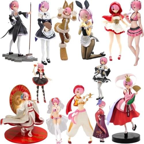 Anime Re:Life In A Different World From Zero Ram Action Figure Maid Arab Bunny Girl PVC Collection Model Dolls Toys for Gifts