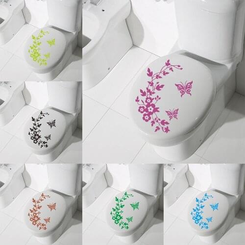 Butterfly Flower Vine Bathroom Wall Stickers Home Decoration Wallpaper Wall Decals For Toilet Decorative Sticker Home Decor