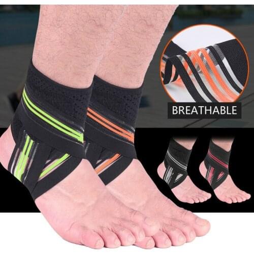 2pcs Ankle Protector Brace Adjustable Ankle Support Plantar Fasciitis Compression Sleeve Sport Football Basketball Volleyball
