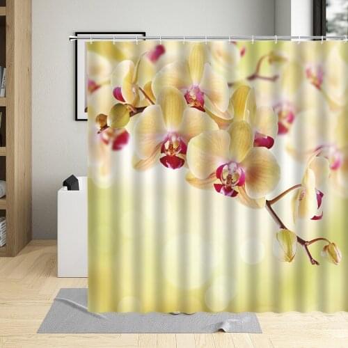 Shower Curtain Tulip Orchid Colorful White Purple Flowers Bathroom Art Decorative Cloth Waterproof Fabric With Hook Polyester