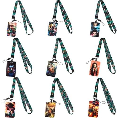 20pcs/lot G2200 Anime Demon Slayer Card Holder ID Holder Man Woman Bus Card Holder Staff Card With Lanyard