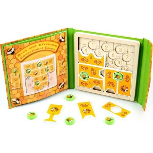 Children Wooden Puzzle Bee Game Baby Early Education Educational Development Brain Logic Thinking Training Toy Kids Gifts