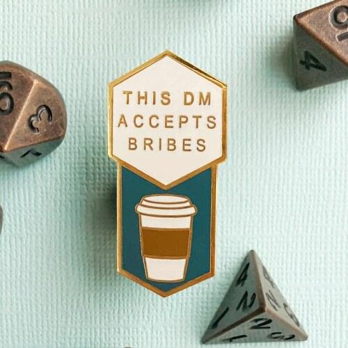 DM Accepts Bribes of Coffee Enamel Brooch Pin Backpack Hat Bag Collar Lapel Pins Badges Women Mens Fashion Jewelry Accessories