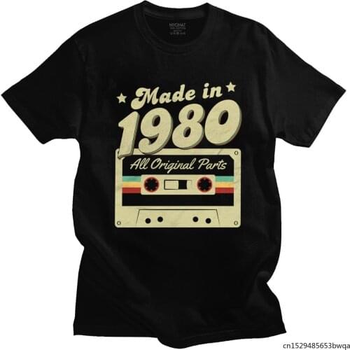 Urban Made In 1980 All Original Parts T Shirt Men Short Sleeve 41 Years Old 41st Birthday Gift Tshirt Loose Fit Soft Tee