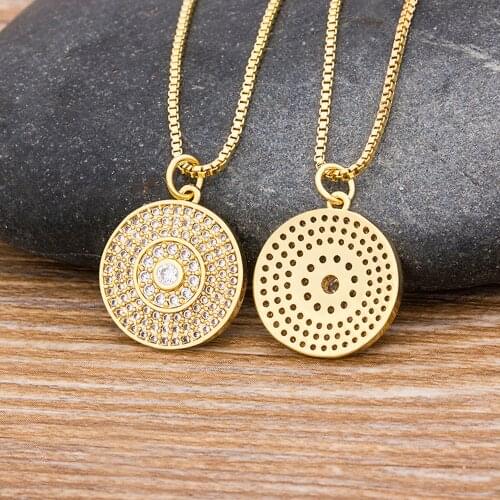 Boho Geometric Round Crystal Necklaces For Women Fashion Gold Choker Necklace Vintage Pendant Charm Necklace Chain Jewelry Gift