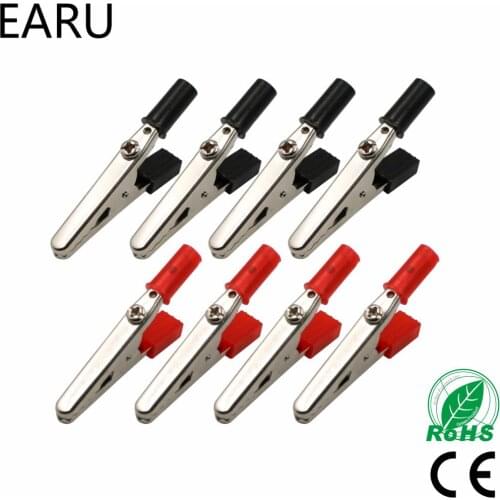 Hot 10pcs 50mm Plastic Handle Test Probe Metal Alligator Clips Connector Connect Socket Plug for Battery