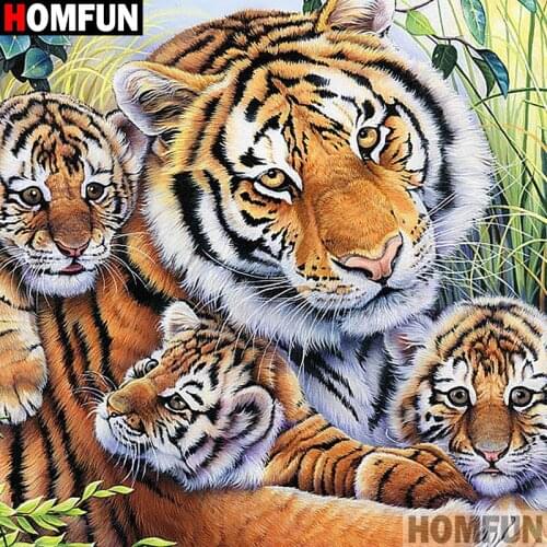 HOMFUN Full Square/Round 5D DIY Diamond Embroidery "tiger" Diamond Painting Cross Stitch Rhinestone 5D A09294