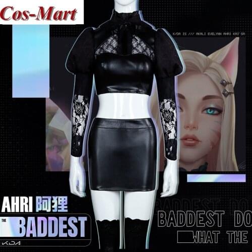 Hot Game LOL Ahri Cosplay Costume K/DA Girl Group BADDEST Fashion Black Uniform Activity Party Role Play Clothing Custom-Make