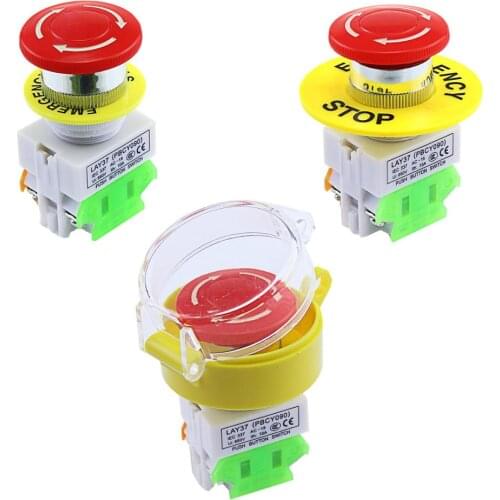 Red Mushroom Cap 1NO 1NC DPST Emergency Stop Push Button Switch AC 660V 10A