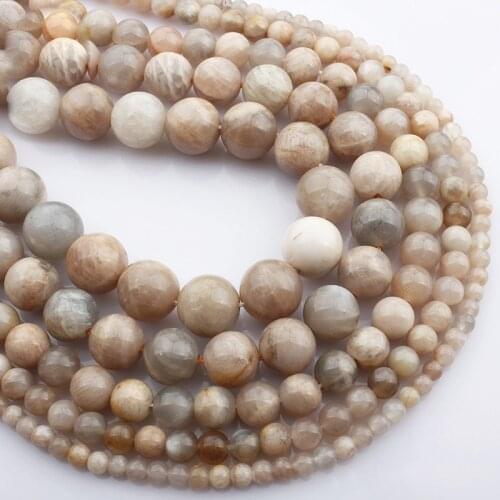15"(38cm) Strand Round Natural Sunstone Stone Rocks 4mm 6mm 8mm 10mm 12mm Gemstone Beads for Bracelet Jewelry Making