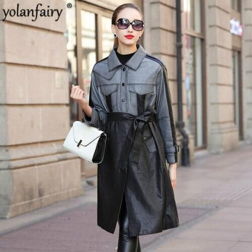 2020 Genuine Leather Jacket Women Sheepskin Leather Jacket Fashion Long Women Trench Coat elegant Cuero Genuino OBZ1977 Pph432