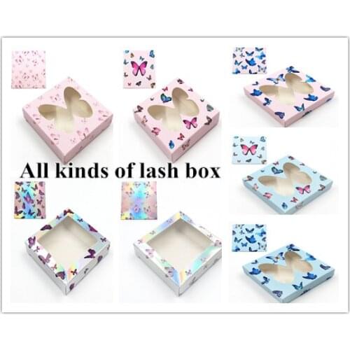 Square butterfly Box NEW 20/50/100 pcs Eyelash Packaging Box Wholesale Lashes Boxes Empty Eyelash Package Boxes Case 8-25mm Lash
