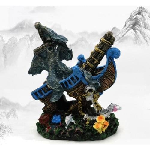 Landscaping Fadeless Aquarium Lost Wrecked Boat Decoration Aquarium Accessories