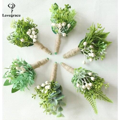 Lovegrace Corsage Christmas Berries Wedding Boutonnieres Bride Wrist Corsage Groom Boutonniere Unique Forest Style Girl Bracelet