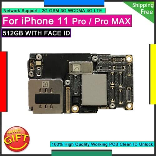 For iPhone 11 Pro 512GB Unlocked Motherboard 11 Pro Max Factory Original Mainboard NO FACE ID Logic Board Clean iCloud Plate