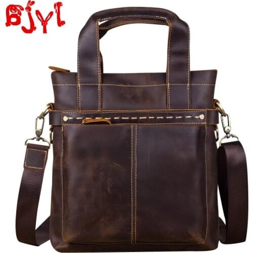 Retro Leather Mens Shoulder Messenger Bag Men Leather Casual Simple Small Crossbody Bag Male Bag Handbags Crazy Horse Leather
