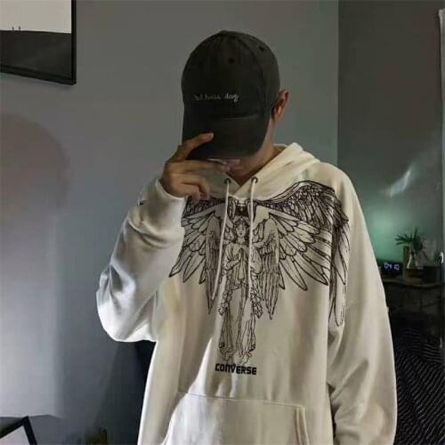 Hip Hop Men Hoodies Fashion Casual Autumn Angel Print Hoodie Sweatshirts Funny Streetwear Punk Hoodies Men High Street Tops Boys