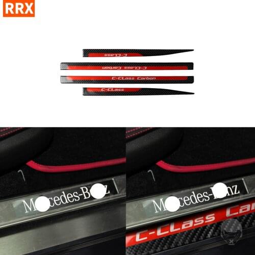 For Mercedes Benz C-Class W204 2007 2008 2009 2010 2011 2012 2013 Carbon Fiber Threshold Strip Sticker Interiors Car Accessories