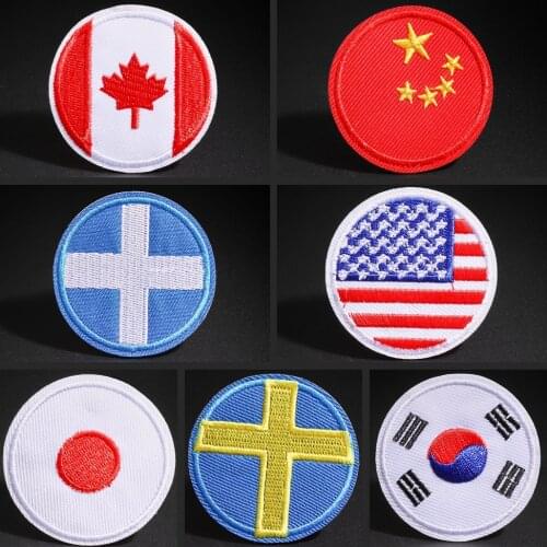 Round national flag Embroidered patches Armband Badge jacket Coats backpack decoration personality patches ironing on clothes