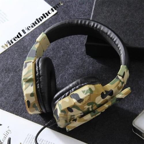 Earphone Gaming 3.5mm Leather Headset Camouflage s With Microphone For PC Laptop Wired s