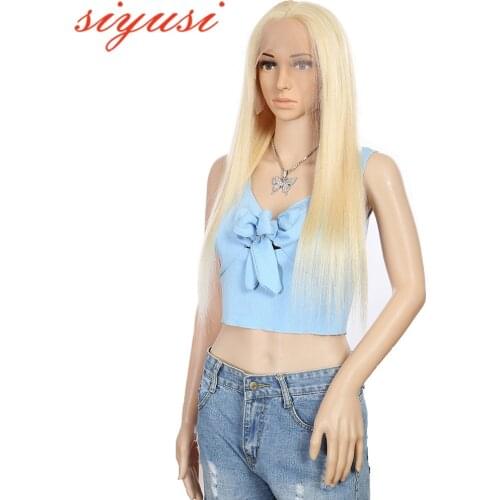 Cheap Peruvian Human Hair 13X1 Wigs For Women Human Hair Honey Blonde Straight T part Lace Front Wig Siyusi Colored 613 Wigs