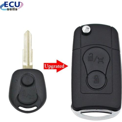 2 Buttons Upgraded Flip Folding Remote Car key Shell For SsangYong Actyon Kyron Rexton Key Shell Case Blank