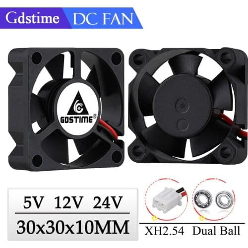 5 Pieces Gdstime DC 24V 12V 5V 3cm 30x30x10mm 2Pin Ball Bearing Portable Cooling Fan Dupont 2.54 2.0 30mm x 10mm Cooler 3010