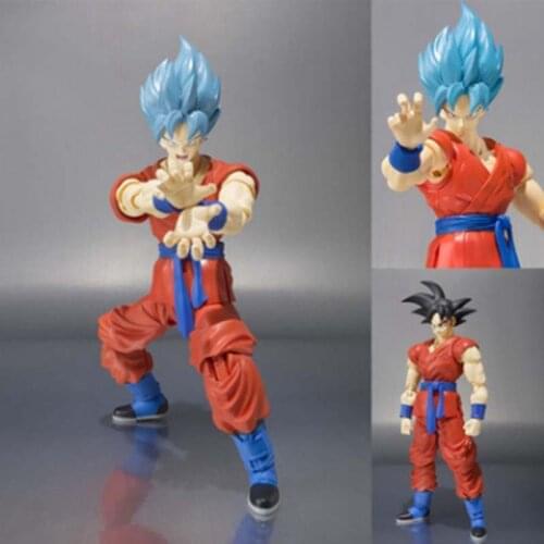 SHF Dragon Ball Super Blue Son Goku Action Figures Kakarotto Super Saiyan God SS Blue Hair S.H.Figuarts Models Collectible Toys