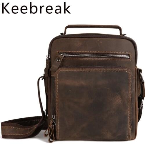 100% Genuine Leather Men Shoulder Bags Husband Vintage Crazy Horse Leather Small Messenger Bag Male Men Sling Crossbody Bag Luix