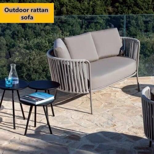 Outdoor table and chair courtyard outdoor rattan chair coffee table combination balcony Nordic marble dining table and chair